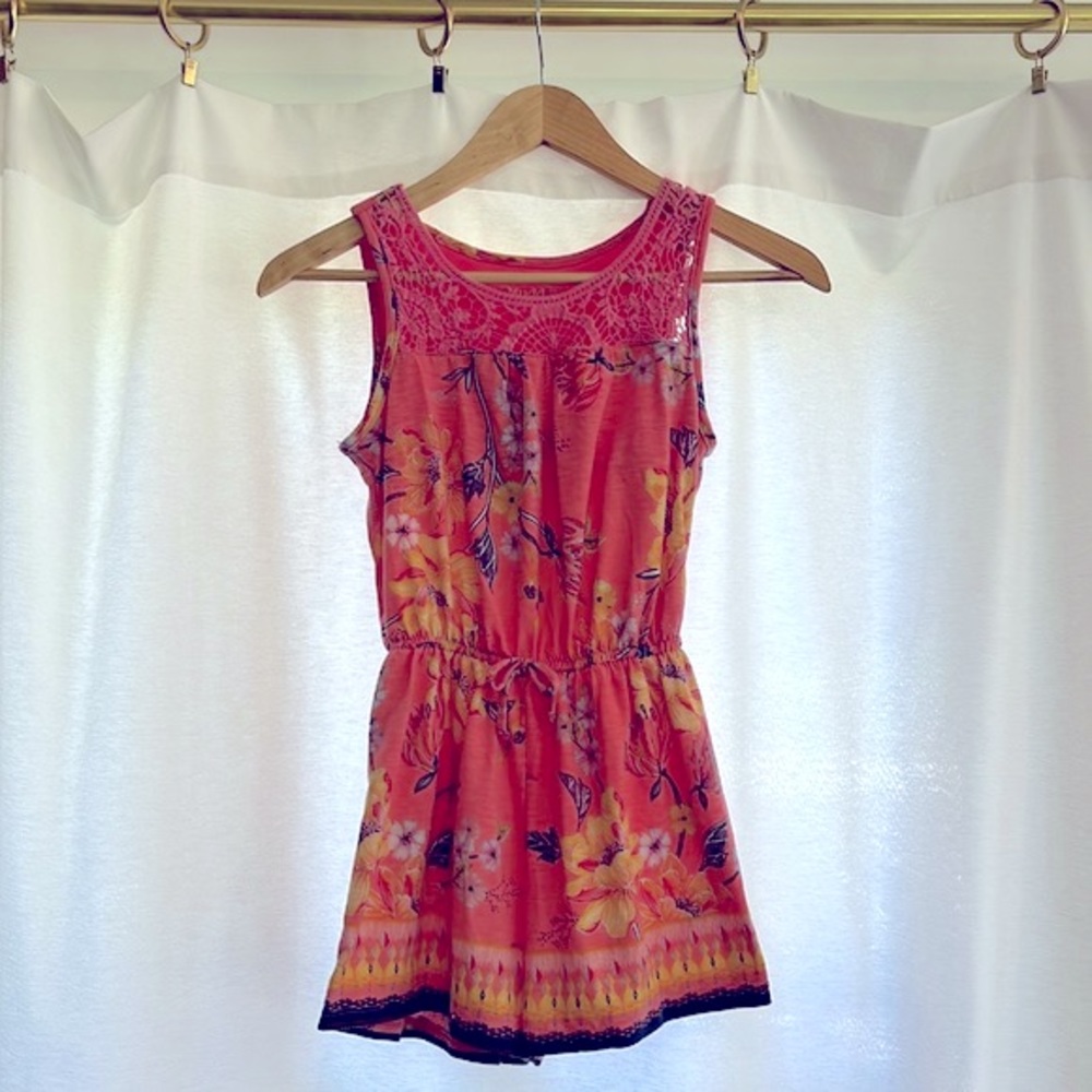 girls coral romper